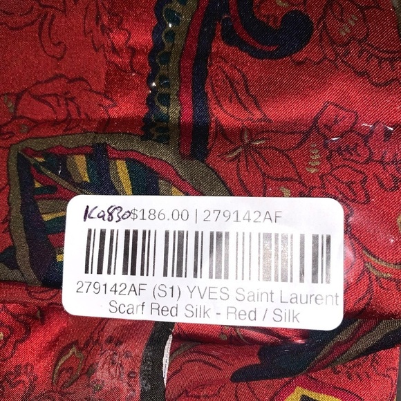 Yves Saint Laurent Large Red Scarf 42” X 42” - Picture 8 of 8